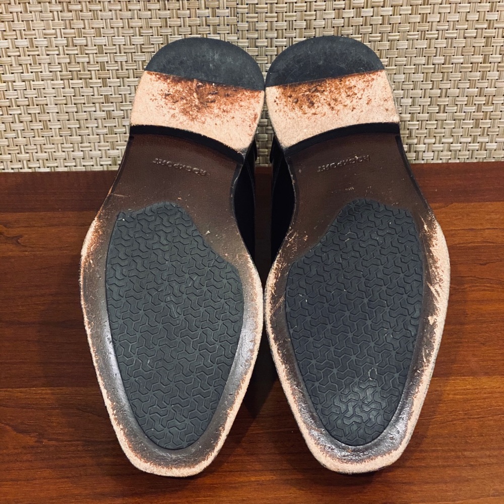 🌟3xHP🌟Like New! Black Leather Rockport Bike Toe Oxford w/ Adiprene Adidas 10W - Picture 8 of 8